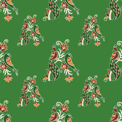 green-rajawadi-kalamkari-birds by fabzure