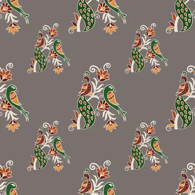 grey-royal-rajawadi-kalamkari-birds by fabzure