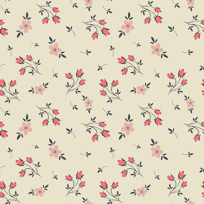 Vintage Cottage Floral On Cream