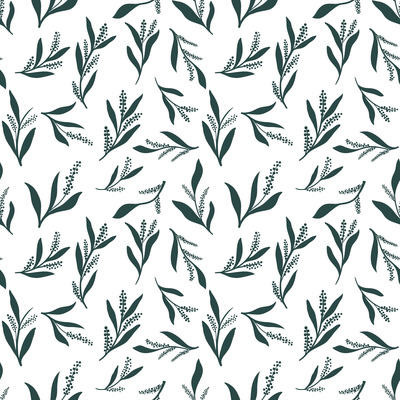 White And Green Minimalist Sprigs